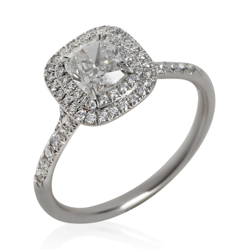 Tiffany & Co. 1.07 Ct Cushion Diamond Soleste Double Halo Engagement Ring 950