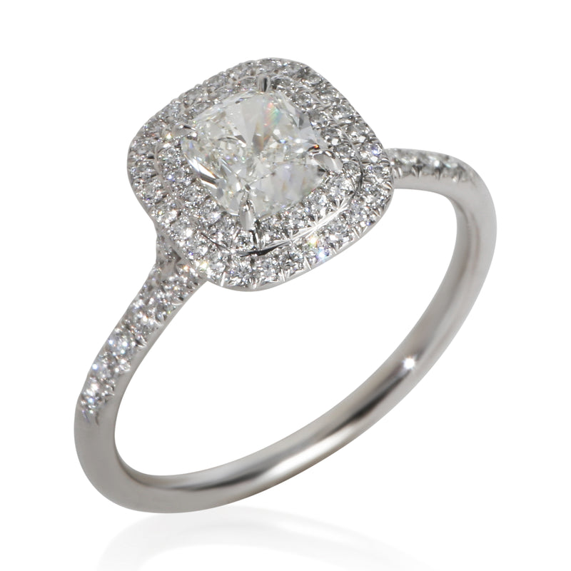 Tiffany & Co. 1.07 Ct Cushion Diamond Soleste Double Halo Engagement Ring 950