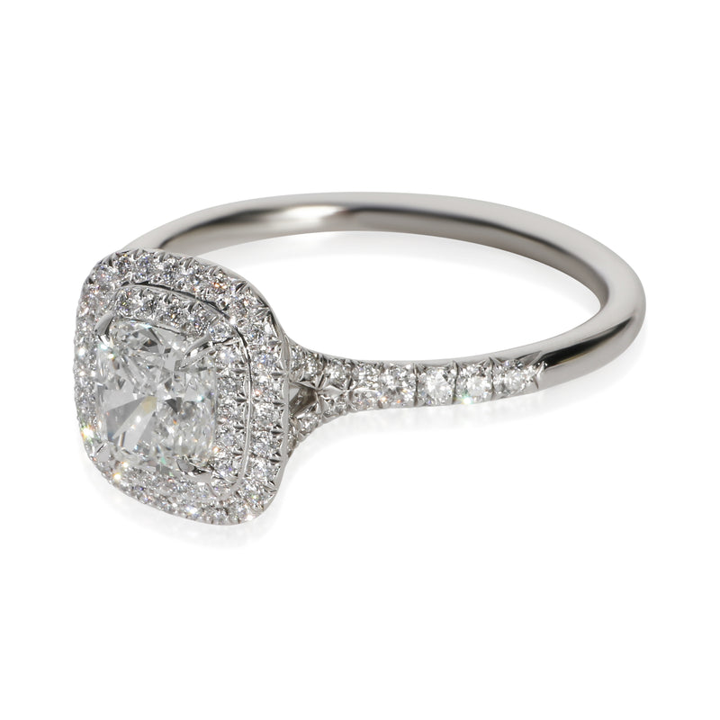 Tiffany & Co. 1.07 Ct Cushion Diamond Soleste Double Halo Engagement Ring 950