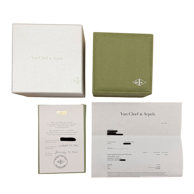 Van Cleef & Arpels White Gold Signature Perlee Bracelet 18k