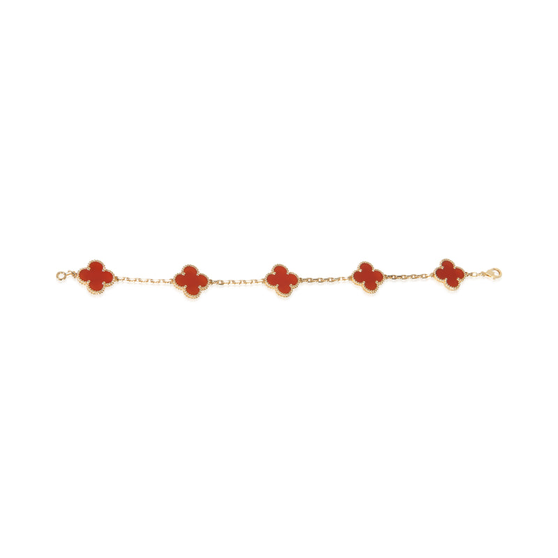 Van Cleef & Arpels Yellow Gold Carnelian Vintage Alhambra Bracelet 18k