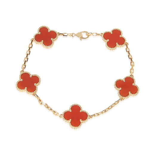 Van Cleef & Arpels Yellow Gold Carnelian Vintage Alhambra Bracelet 18k