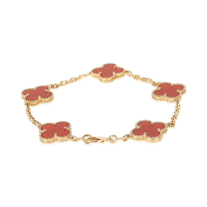 Van Cleef & Arpels Yellow Gold Carnelian Vintage Alhambra Bracelet 18k