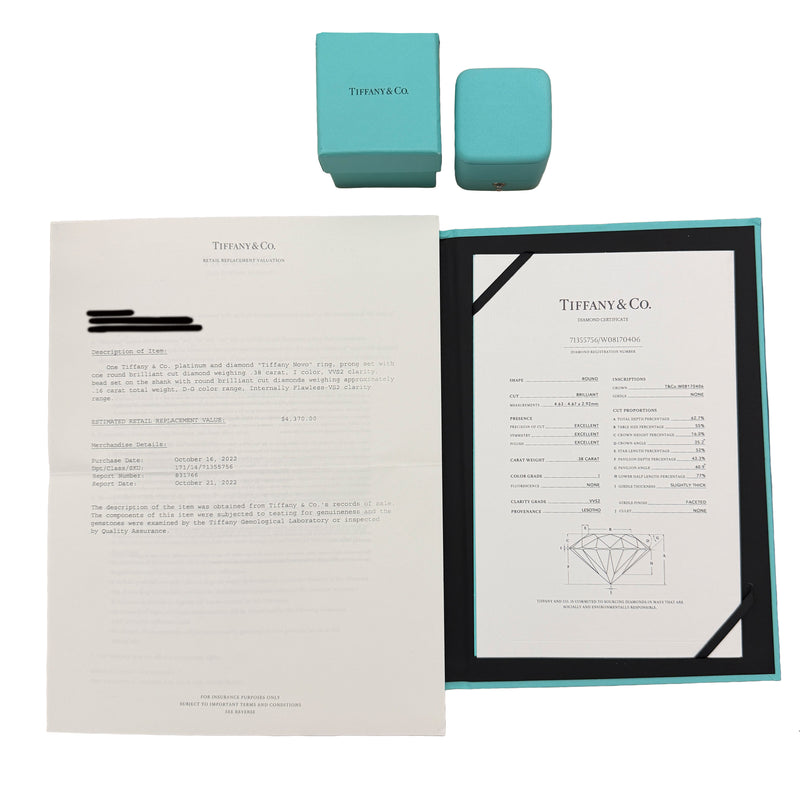 Tiffany & Co. 0.38 Ct Round Brilliant Diamond Novo Engagement Ring 950