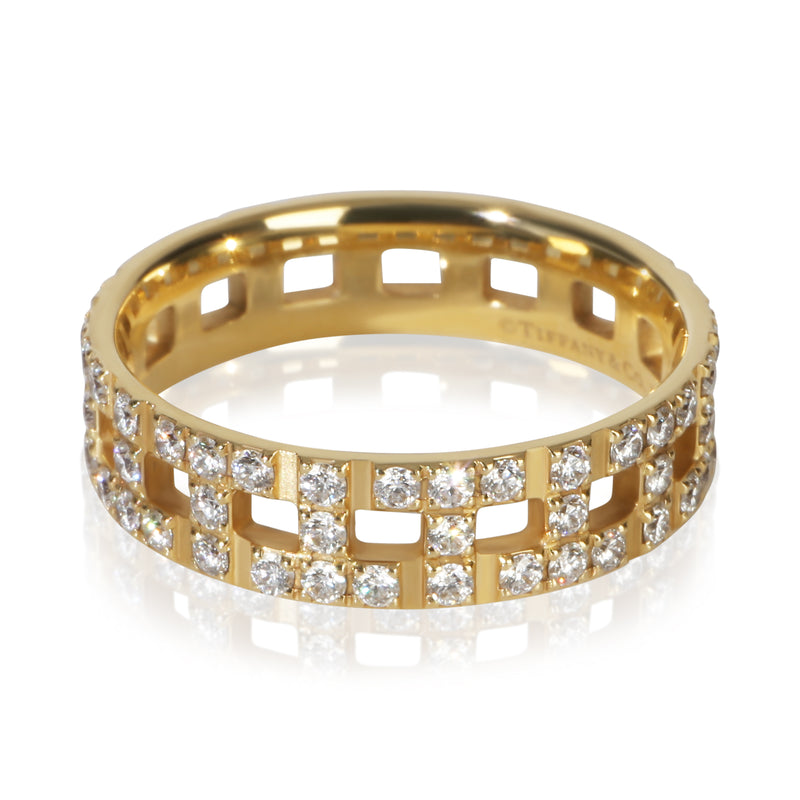 Tiffany & Co. Yellow Gold Diamond T Wide Ring 18k