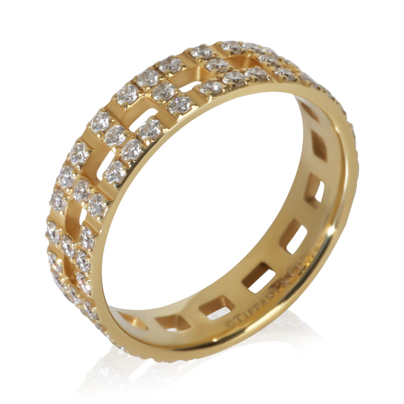 Tiffany & Co. Yellow Gold Diamond T Wide Ring 18k
