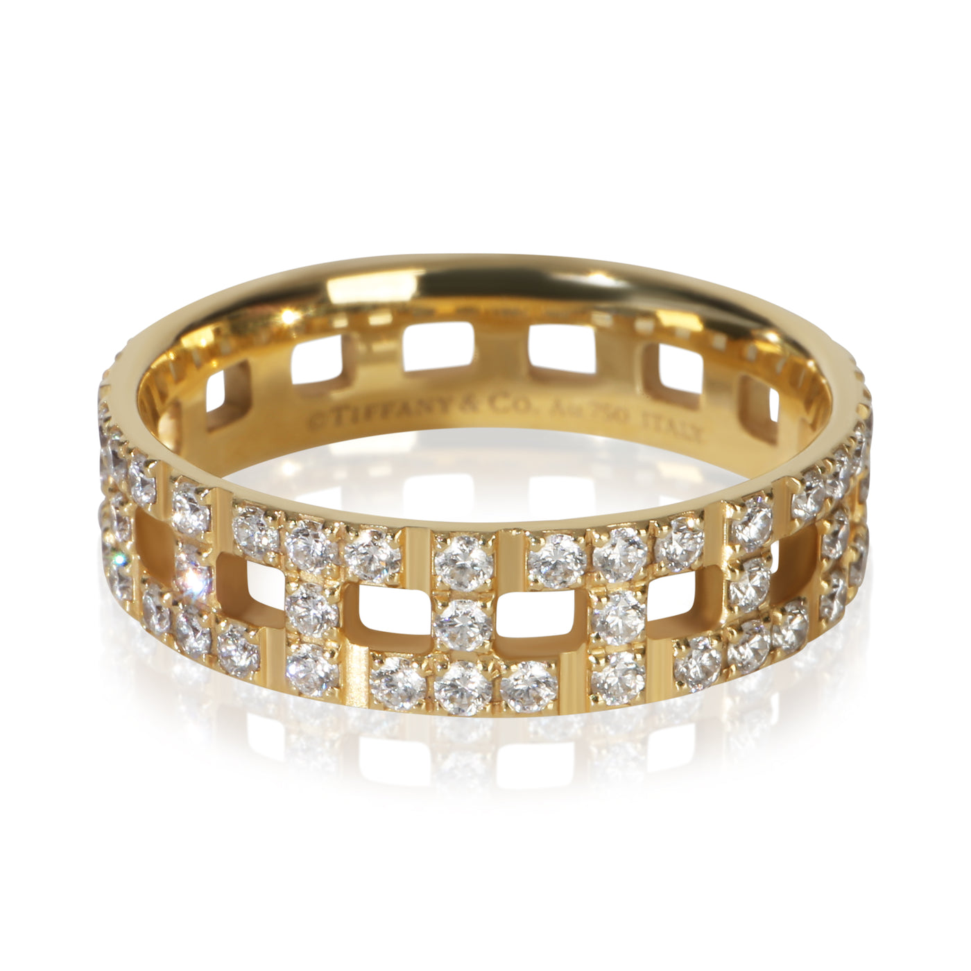Tiffany & Co. Yellow Gold Diamond T Wide Ring 18k