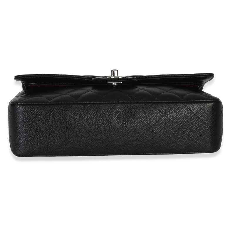 Chanel Black Quilted Caviar Medium Classic Double Flap Handbag Leather