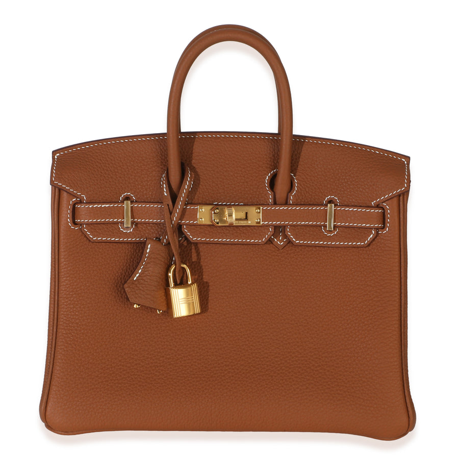 Hermès Gold Togo Birkin 25 Ghw Brown Leather Handbag