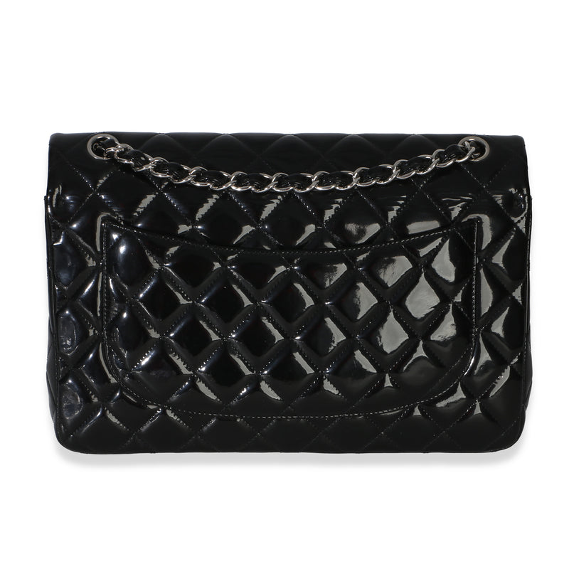 Chanel Black Quilted Patent Jumbo Classic Double Flap Bag Leather Handbag