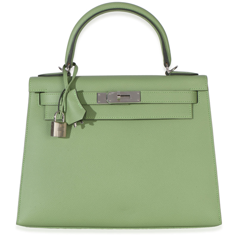 Hermès Vert Criquet Epsom Sellier Kelly 28 Phw Green Leather Handbag