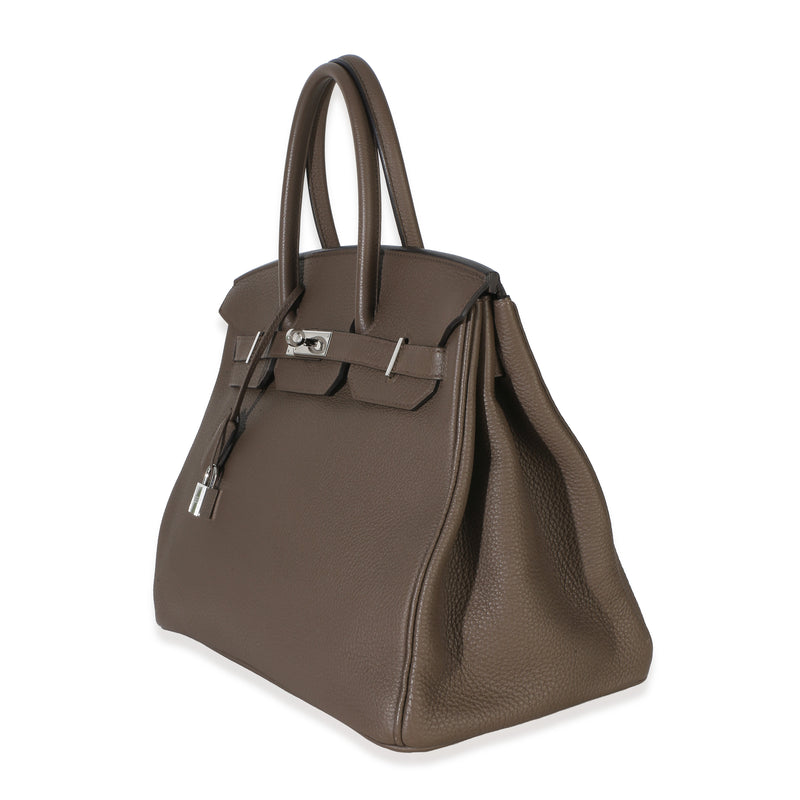 Hermès Ecorce Togo Birkin 35 Phw Gray Leather Handbag
