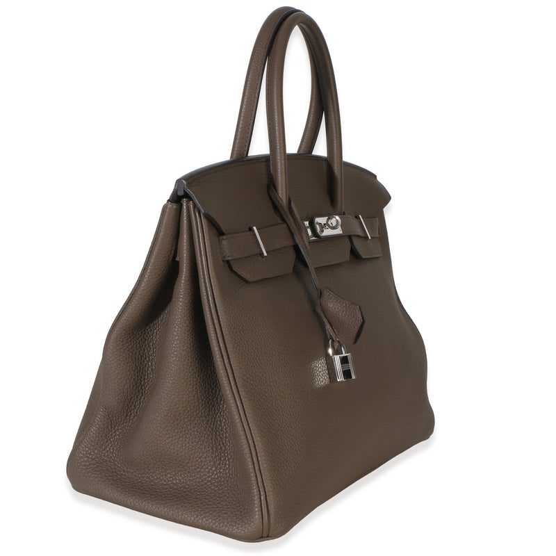 Hermès Ecorce Togo Birkin 35 Phw Gray Leather Handbag