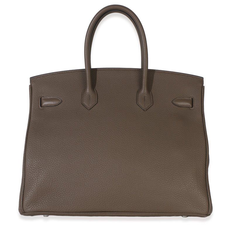 Hermès Ecorce Togo Birkin 35 Phw Gray Leather Handbag