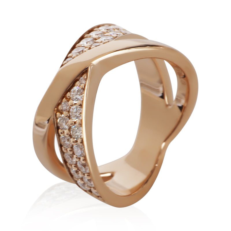 Tiffany & Co. Rose Gold Diamond Atlas X Wide Ring 18k