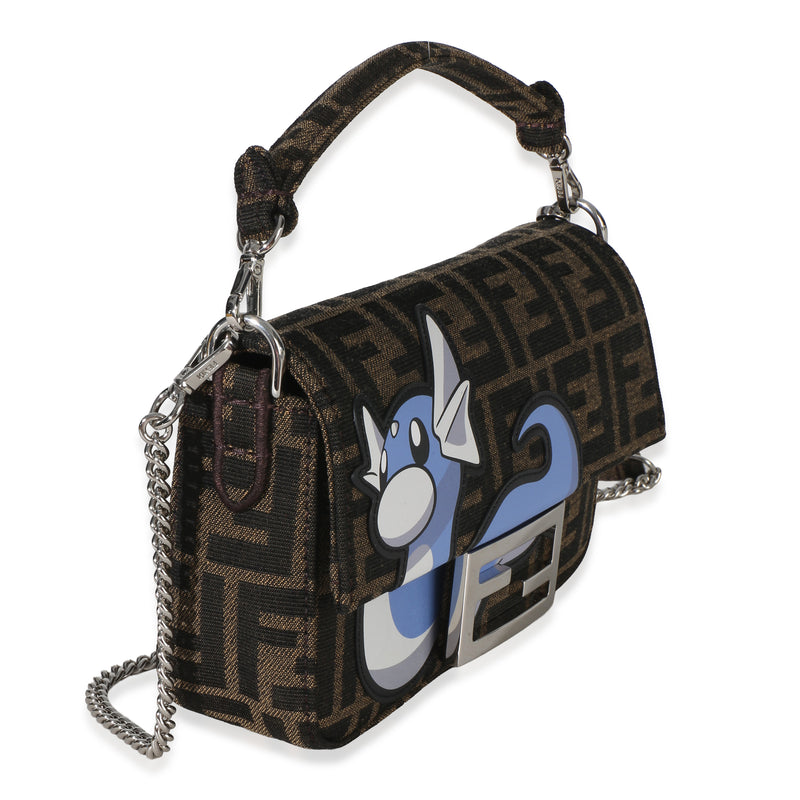Fendi X Frgmt Pokemon Brown Ff Jacquard Fabric Dratini Mini Baguette Bag Canvas Handbag