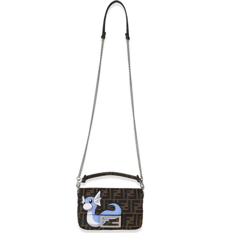 Fendi X Frgmt Pokemon Brown Ff Jacquard Fabric Dratini Mini Baguette Bag Canvas Handbag
