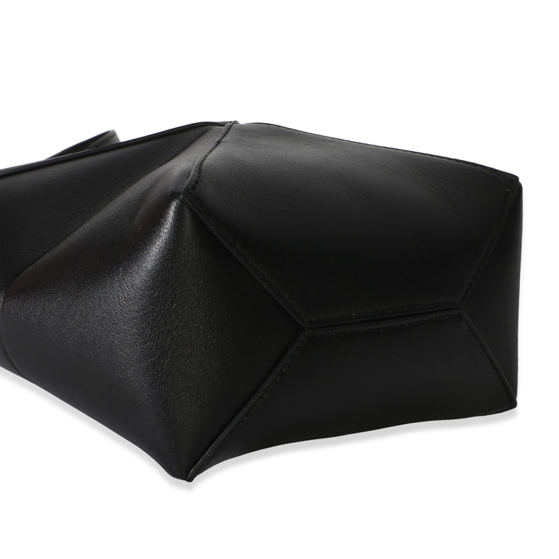 Loewe Black Shiny Calfskin Mini Puzzle Fold Tote Leather Handbag
