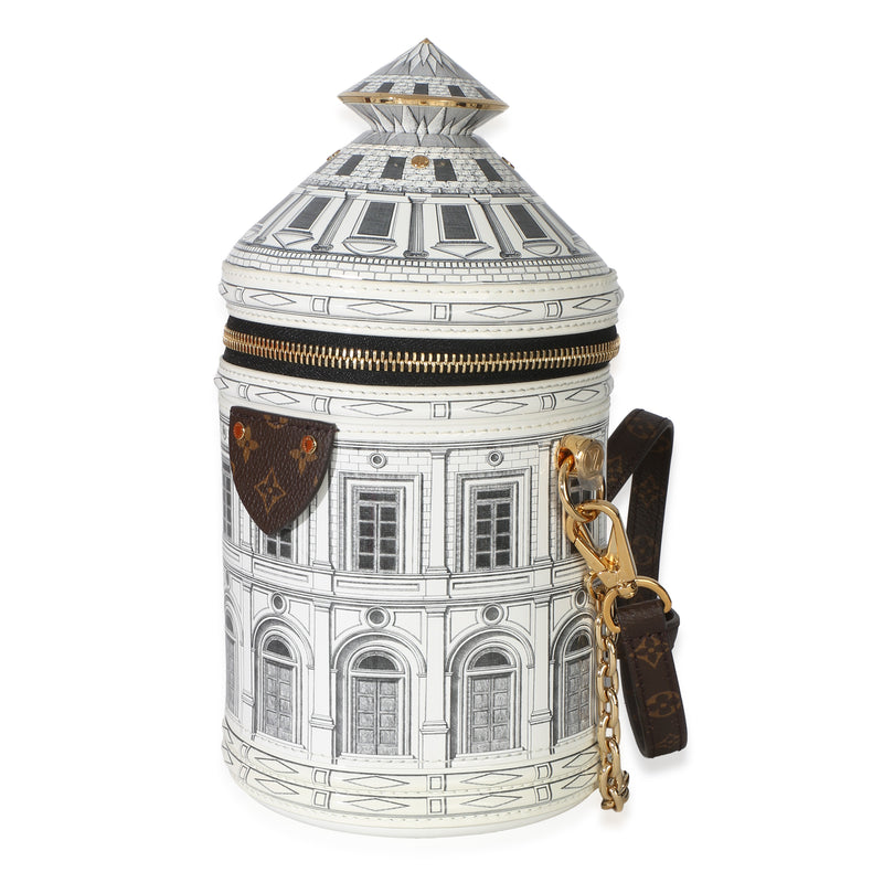 Louis Vuitton Patent Monogram X Fornasetti Architettura Cannes Black; White Leather Handbag