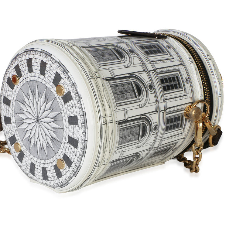 Louis Vuitton Patent Monogram X Fornasetti Architettura Cannes Black; White Leather Handbag