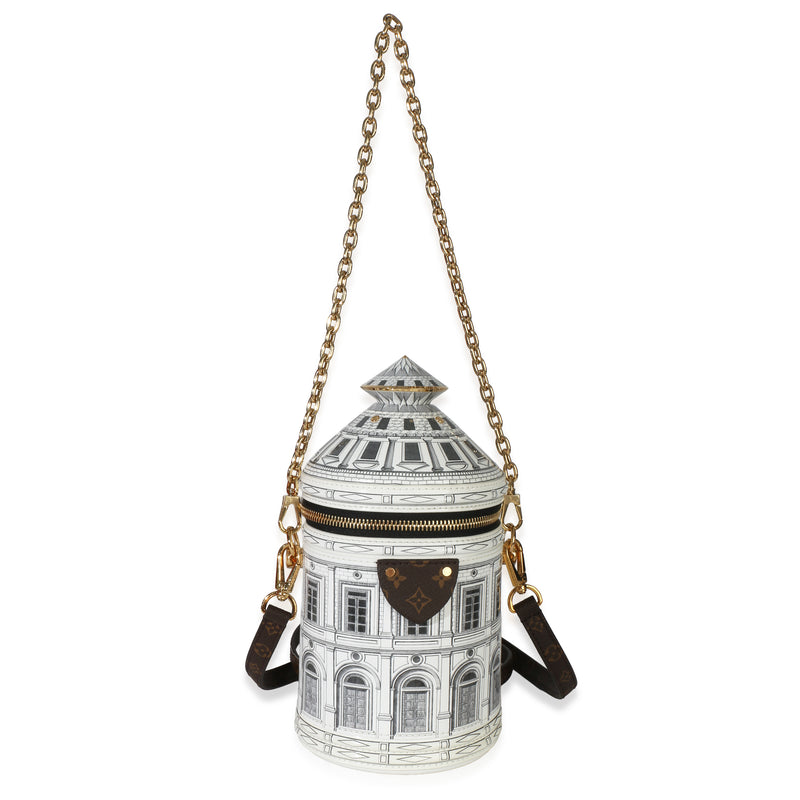 Louis Vuitton Patent Monogram X Fornasetti Architettura Cannes Black; White Leather Handbag