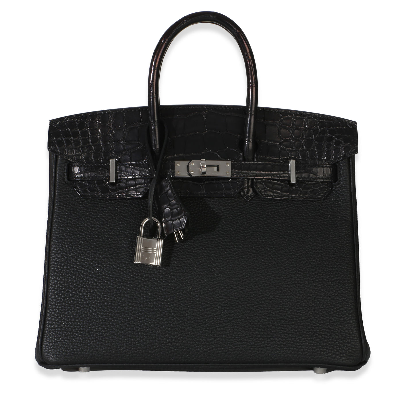 Hermès Black Togo Mississippiensis Matte Alligator Touch Birkin 25 Phw Black; Blue Exotic Handbag
