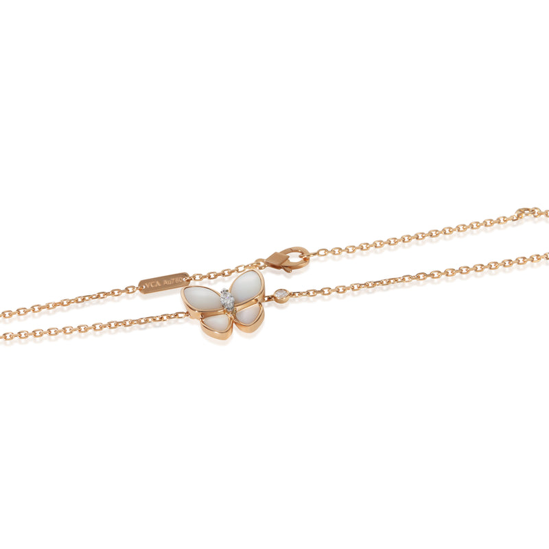 Van Cleef & Arpels Rose Gold Mother Of Pearl And Diamond Two Butterfly Pendant 18k
