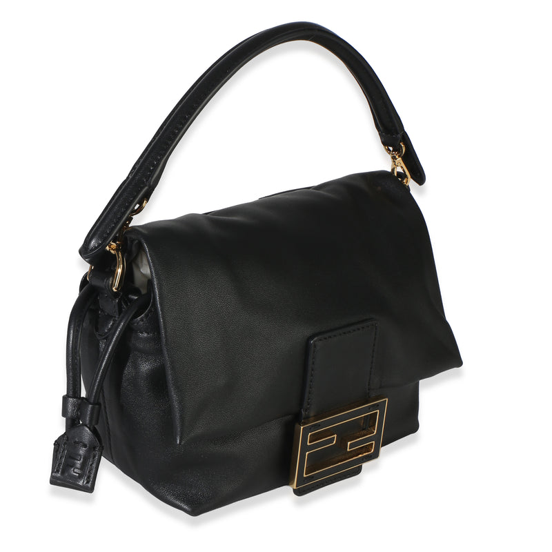 Fendi Black Nappa Small Mamma Baguette Leather Handbag