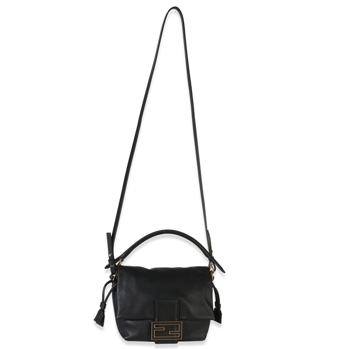 Fendi Black Nappa Small Mamma Baguette Leather Handbag