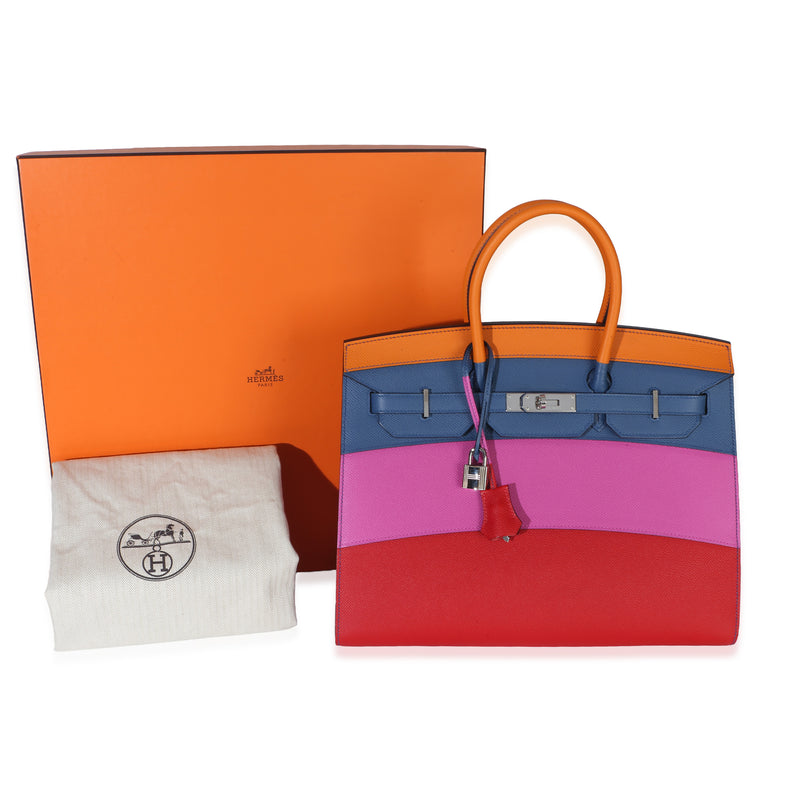 Hermès Abricot Agate Magnolia Rouge Casaque Epsom Sunset Sellier Birkin 35 Phw Leather Handbag