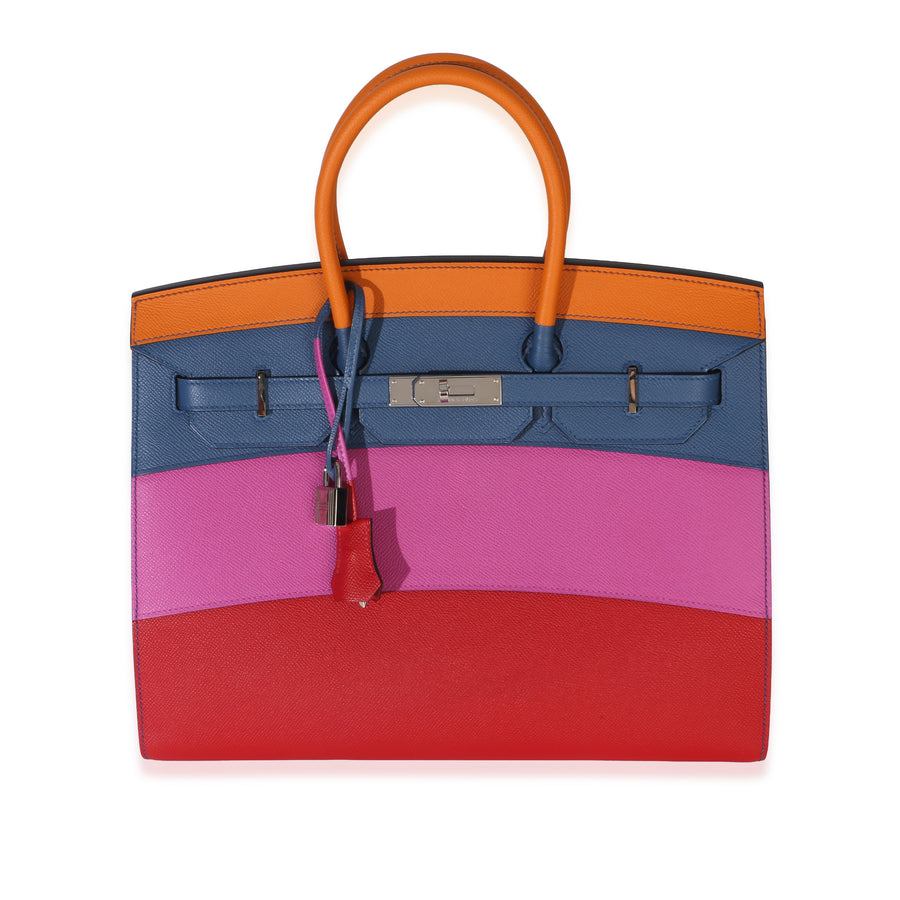 Hermès Abricot Agate Magnolia Rouge Casaque Epsom Sunset Sellier Birkin 35 Phw Leather Handbag