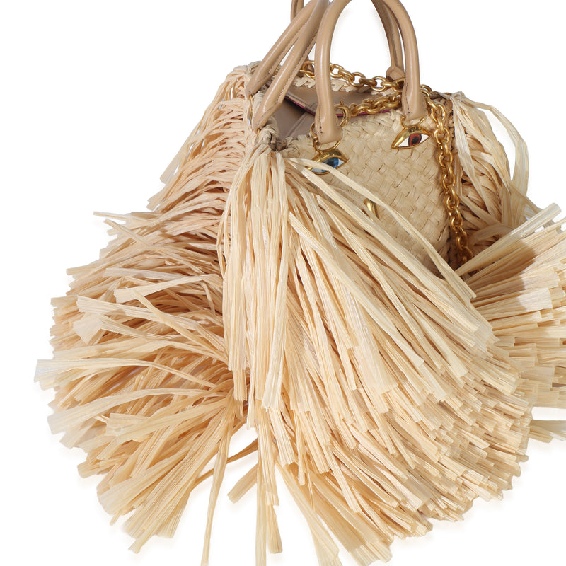 Schiaparelli Natural Raffia Triple Anatomy Jewelry Bag Beige Straw/raffia Handbag