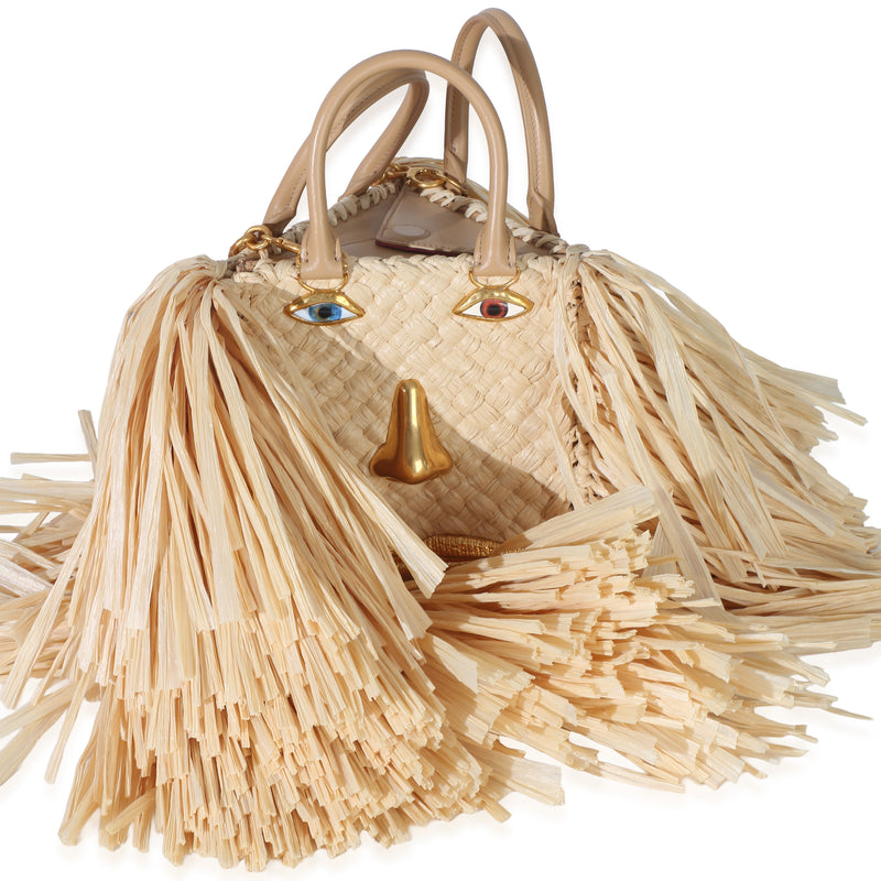 Schiaparelli Natural Raffia Triple Anatomy Jewelry Bag Beige Straw/raffia Handbag