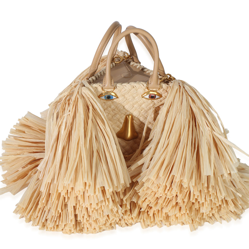 Schiaparelli Natural Raffia Triple Anatomy Jewelry Bag Beige Straw/raffia Handbag