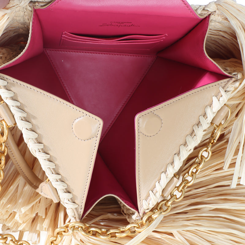 Schiaparelli Natural Raffia Triple Anatomy Jewelry Bag Beige Straw/raffia Handbag