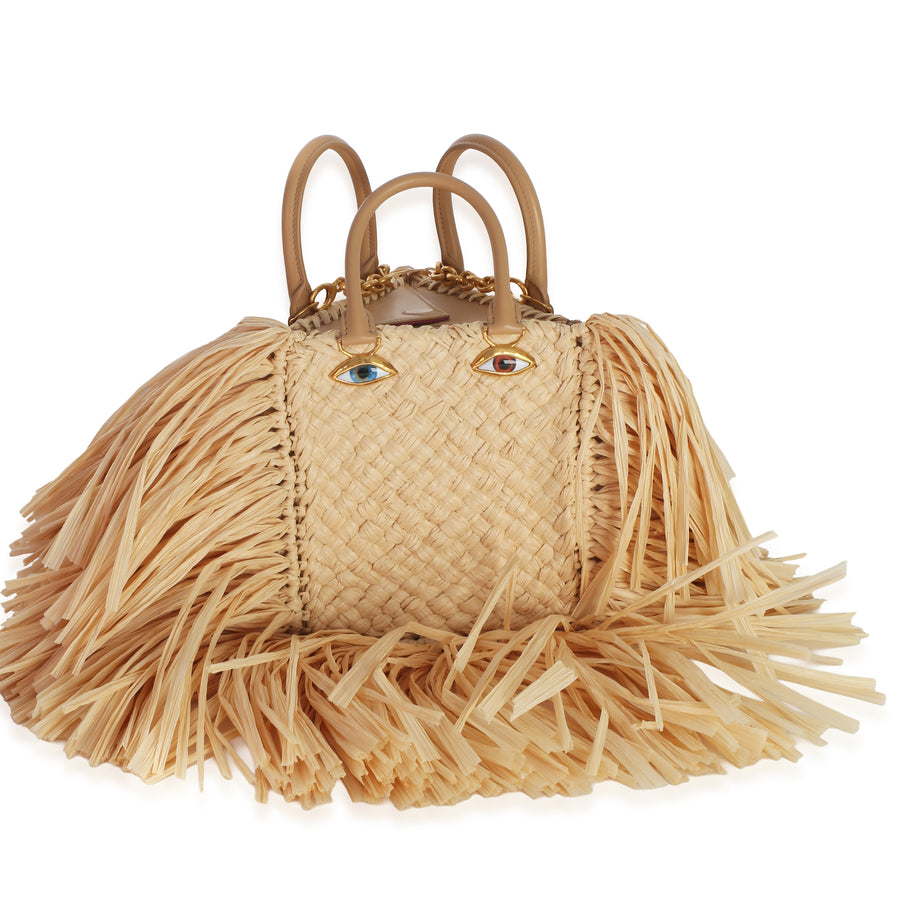Schiaparelli Natural Raffia Triple Anatomy Jewelry Bag Beige Straw/raffia Handbag
