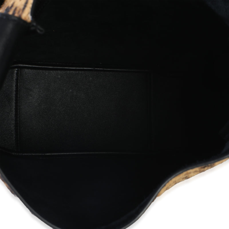 Saint Laurent Brown Pony Hair Nappa Leopard Print Small Le 5 A 7 Soft Hobo Pony-style Calfskin Handbag
