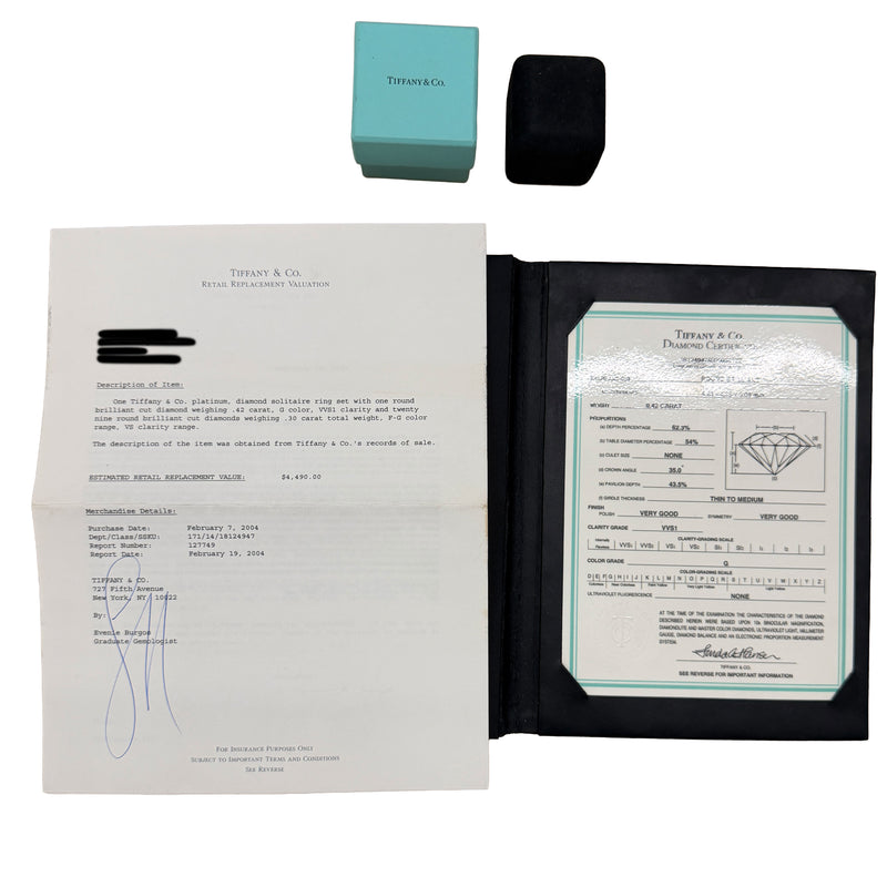 Tiffany & Co. 0.42 Ct Round Brilliant Diamond Ribbon Engagement Ring 950