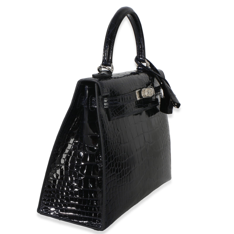 Hermès Bleu Marine Mississippiensis Shiny Alligator Sellier Kelly 25 Phw Blue Exotic Handbag