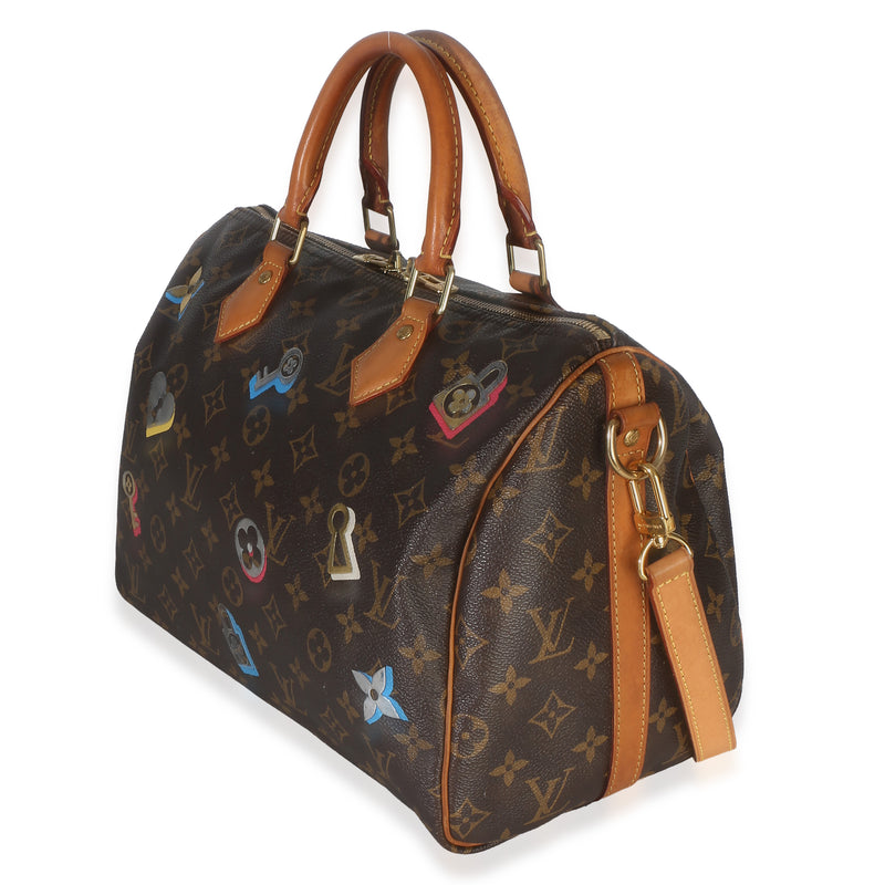 Louis Vuitton Monogram Canvas Love Lock Speedy Bandouliere 30 Brown Handbag