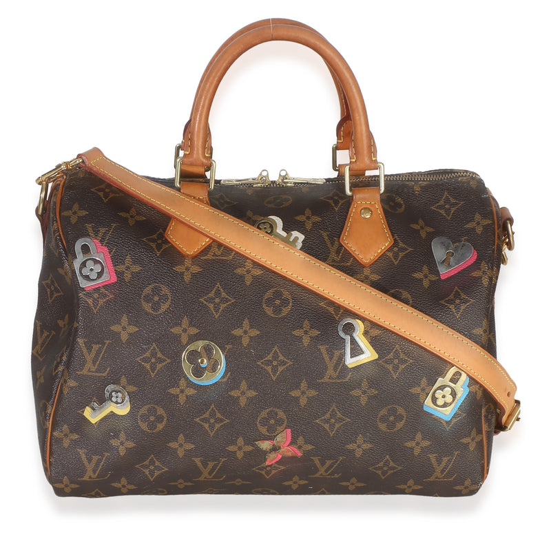 Louis Vuitton Monogram Canvas Love Lock Speedy Bandouliere 30 Brown Handbag