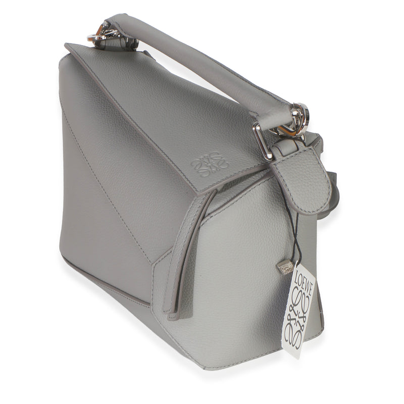 Loewe Light Grey Grained Calfskin Small Puzzle Edge Bag Gray Leather Handbag
