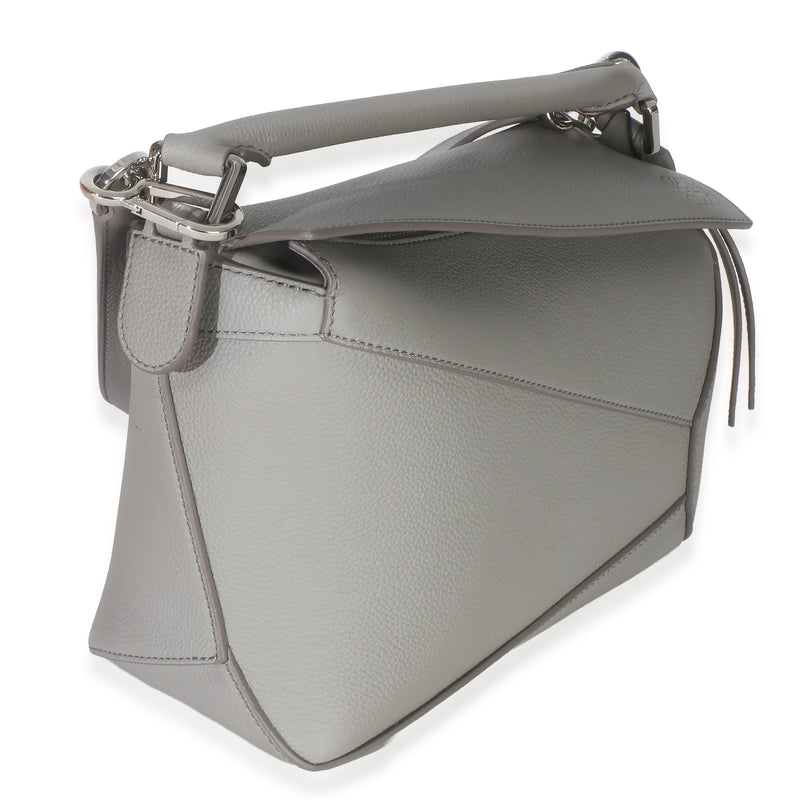 Loewe Light Grey Grained Calfskin Small Puzzle Edge Bag Gray Leather Handbag