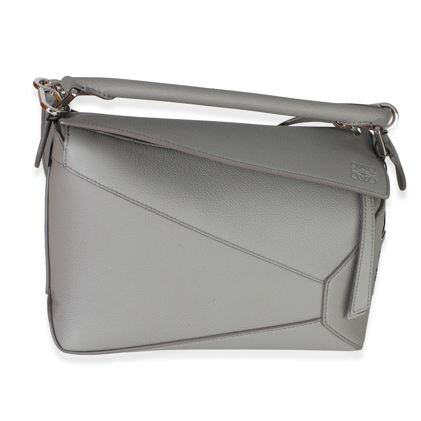 Loewe Light Grey Grained Calfskin Small Puzzle Edge Bag Gray Leather Handbag