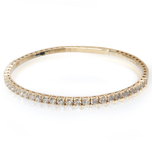 Yellow Gold Diamond Flexible Bangle Bracelet 14k