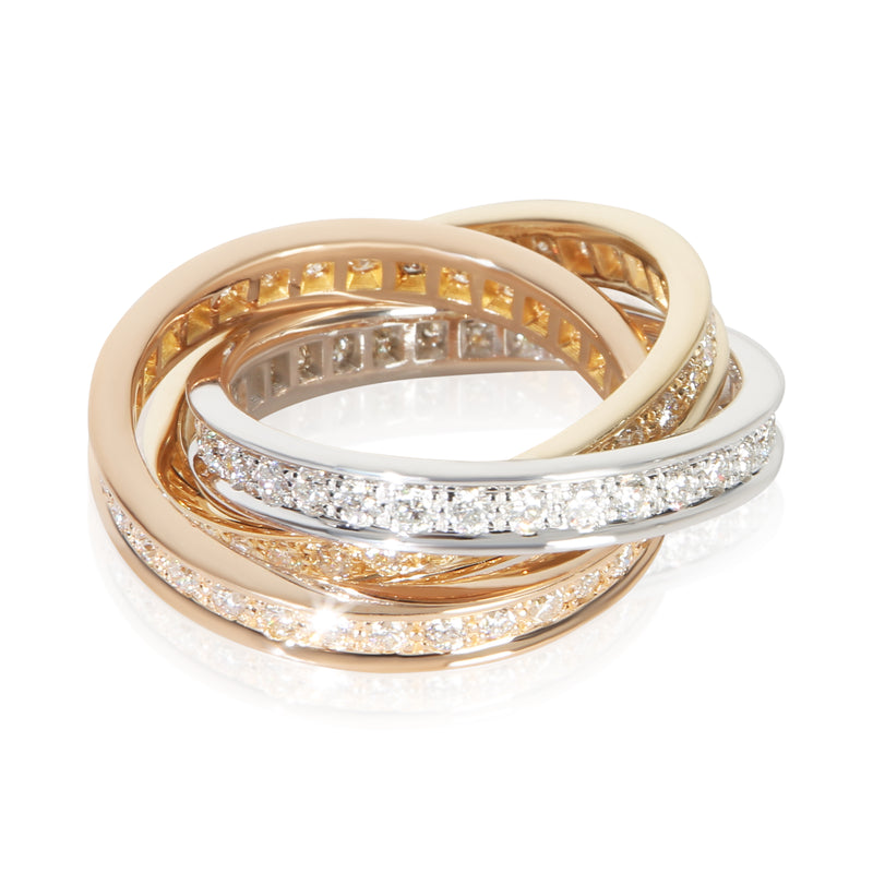 Cartier 3-Tone Gold Diamond Trinity Ring 18k