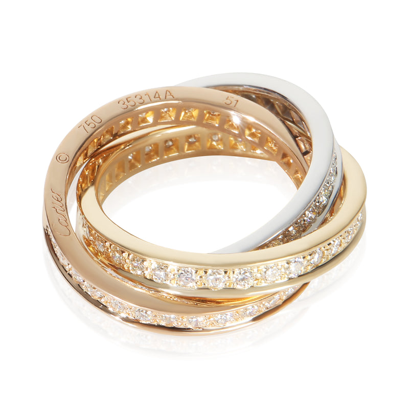 Cartier 3-Tone Gold Diamond Trinity Ring 18k