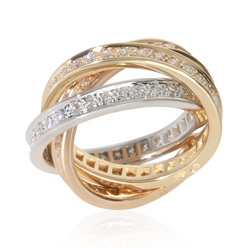 Cartier 3-Tone Gold Diamond Trinity Ring 18k