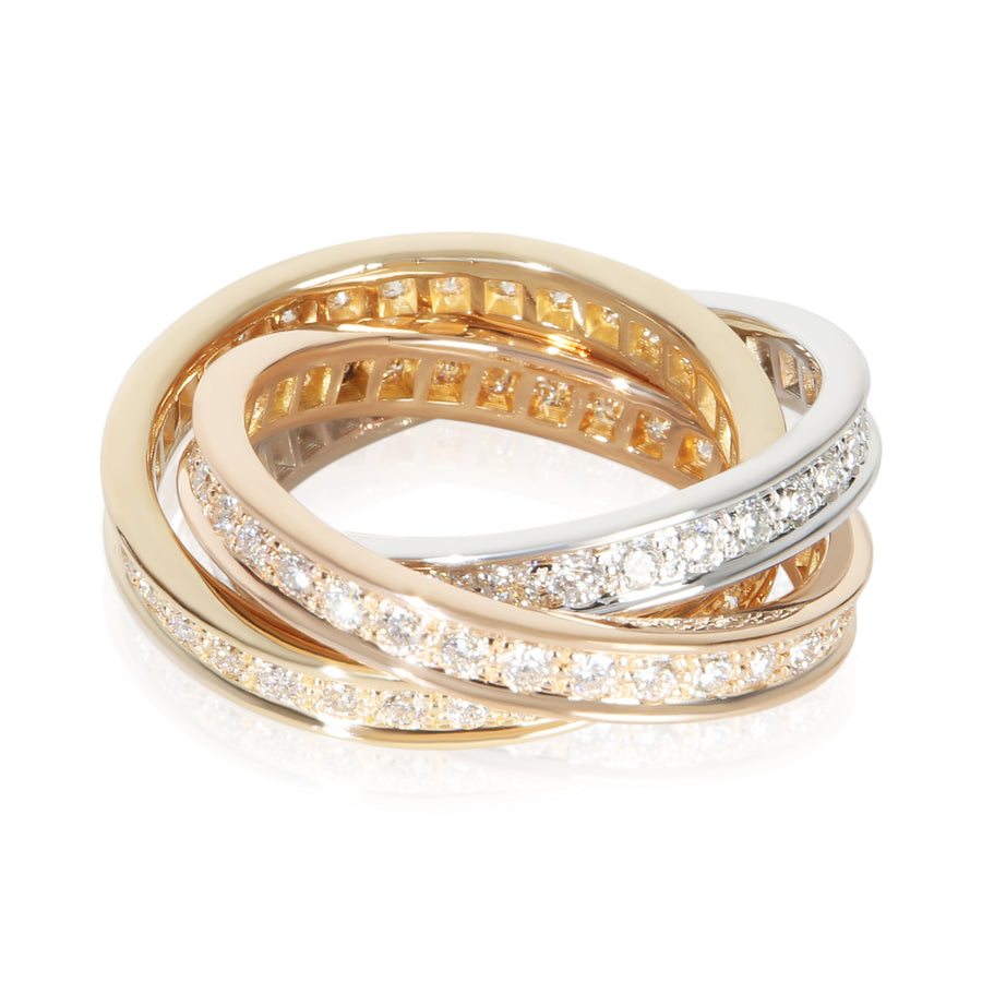 Cartier 3-Tone Gold Diamond Trinity Ring 18k
