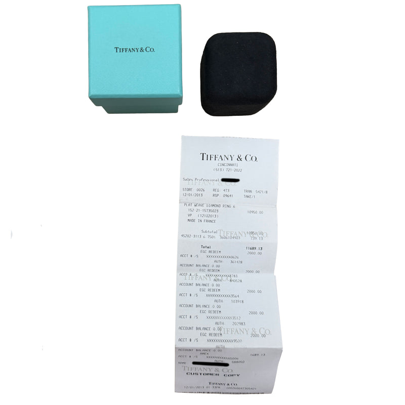 Tiffany & Co. Platinum Diamond Weave Ring 950